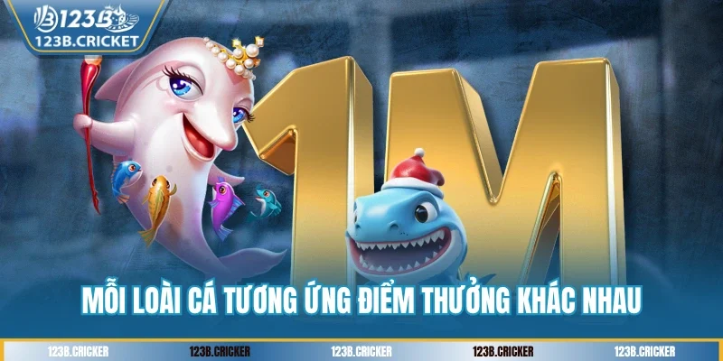 Mỗi loài cá tương ứng điểm thưởng khác nhau